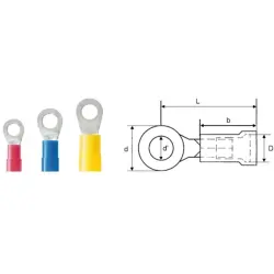 Insulated ring cable lug, 4.0-6.0 mm², 10.5 mm, M10, yellow, 9200270000