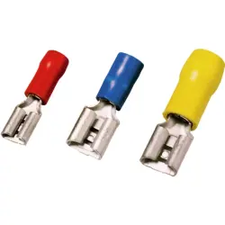 Insulated flat plug sleeve, 6.3 x 0.8 mm, 0.5 to 1.5 mm², copper, red, 9200540000