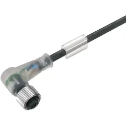 Sensor actuator cable, M12-cable socket, angled to open end, 4 pole, 15 m, PUR, black, 4 A, 9456381500
