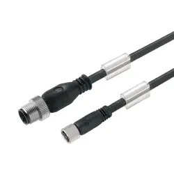 Sensor actuator cable, M12-cable plug, straight to M8-cable socket, straight, 4 pole, 10 m, PUR, black, 4 A, 9456661000