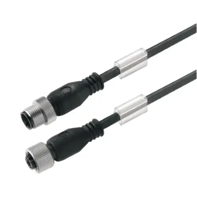 Sensor actuator cable, M12-cable plug, straight to M12-cable socket, straight, 5 pole, 10 m, PUR, black, 4 A, 9457341000 - 1