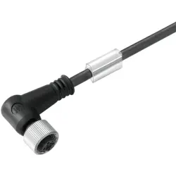 Sensor actuator cable, M12-cable socket, angled to open end, 4 pole, 50 m, PUR, black, 4 A, 9457745000