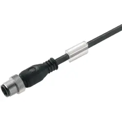 Sensor actuator cable, M12-cable plug, straight to open end, 3 pole, 0.9 m, PUR, black, 4 A, 9457810090