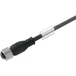 Sensor actuator cable, M12-cable socket, straight to open end, 5 pole, 2 m, PUR, black, 4 A, 9457910200