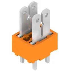 PCB terminal, 2 pole, pitch 5 mm, AWG 24-14, 15 A, faston plug, orange, 9500410000