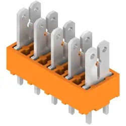 PCB terminal, 5 pole, pitch 5 mm, AWG 24-14, 15 A, faston plug, orange, 9500440000