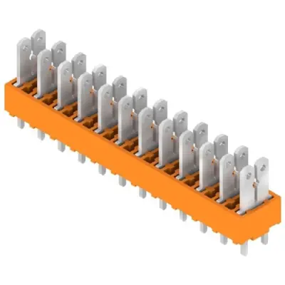 PCB terminal, 12 pole, pitch 5 mm, AWG 24-14, 15 A, faston plug, orange, 9500520000 - 1