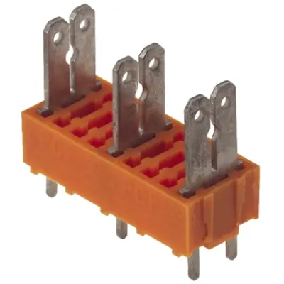 PCB terminal, 5 pole, pitch 10 mm, AWG 24-14, 15 A, faston plug, orange, 9500780000 - 1