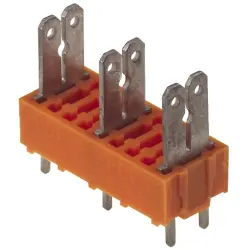 PCB terminal, 5 pole, pitch 10 mm, AWG 24-14, 15 A, faston plug, orange, 9500780000