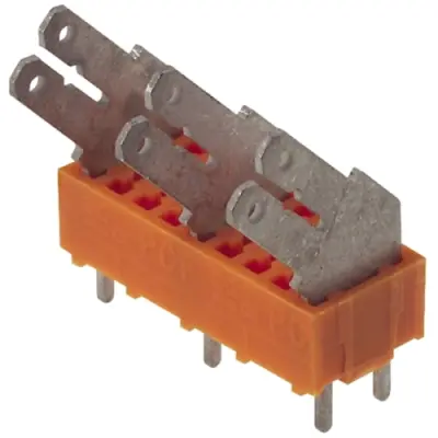 PCB terminal, 9 pole, pitch 10 mm, AWG 24-14, 15 A, faston plug, orange, 9512160000 - 1