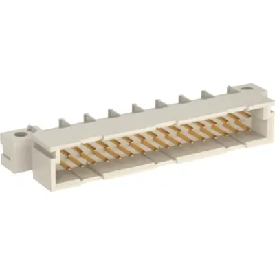 Male connector, type 2B, 32 pole, a-b, pitch 2.54 mm, solder pin, angled, gold-plated, 384265 - 1
