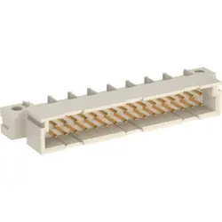 Male connector, type 2B, 32 pole, a-b, pitch 2.54 mm, solder pin, angled, gold-plated, 384265