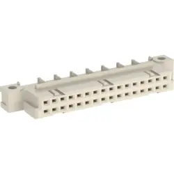 Female connector, type 2Q, 32 pole, a-b, pitch 2.54 mm, solder pin, angled, gold-plated, 294722