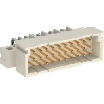 Male connector, type 3C, 30 pole, a-b-c, pitch 2.54 mm, solder pin, angled, gold-plated, 254325 - 1