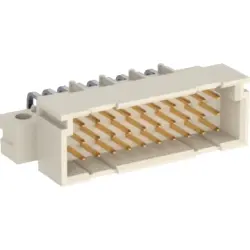 Male connector, type 3C, 30 pole, a-b-c, pitch 2.54 mm, solder pin, angled, gold-plated, 254325
