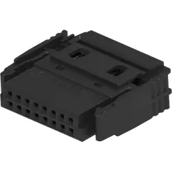 Female connector, type B, 16 pole, a-b, pitch 1.27 mm, IDC connection, straight, nickel-plated, 294813-E