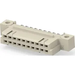 Female connector, type 3Q, 20 pole, a-b, pitch 2.54 mm, solder pin, angled, gold-plated, 294927-E