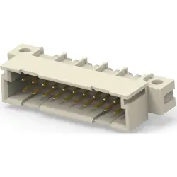 Male connector, type 3B, 20 pole, a-b, pitch 2.54 mm, solder pin, angled, gold-plated, 384275-E