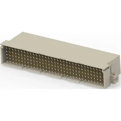 Male connector, type E, 160 pole, a-b-c-d-e, pitch 2.54 mm, solder pin, angled, gold-plated, 384298-E - 1