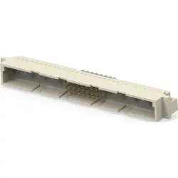 Male connector, type M, 24 pole, a-b-c, pitch 2.54 mm, solder pin, angled, gold-plated, 374144-E