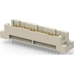 Male connector, type 2R, 48 pole, a-b-c, pitch 2.54 mm, solder pin, straight, gold-plated, 364921-E