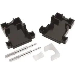 D-Sub connector housing, size: 1 (DE), straight 180°, cable Ø 9.8 mm, ABS, black, 618009214622