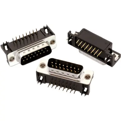 D-Sub plug, 15 pole, standard, angled, solder connection, 618015211721 - 1