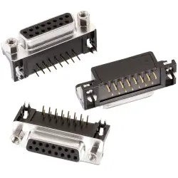 D-Sub socket, 15 pole, standard, angled, solder connection, 618015231121