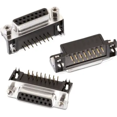 D-Sub socket, 15 pole, standard, angled, solder connection, 618015231321 - 1