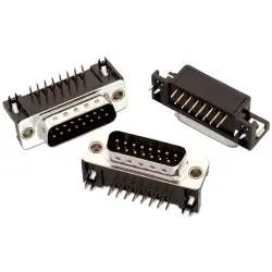 D-Sub plug, 15 pole, standard, angled, solder connection, 618015233721