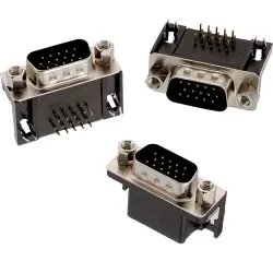 D-Sub plug, 15 pole, high density, angled, solder connection, 618015331023