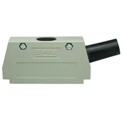 D-Sub connector housing, size: 1 (DE), straight 180°, cable Ø 6.5 mm, PC, gray, 183001 - 1