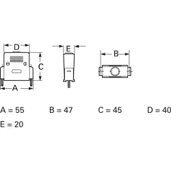D-Sub connector housing, size: 3 (DB), straight 180°, plastic, gray, AGP 25 G