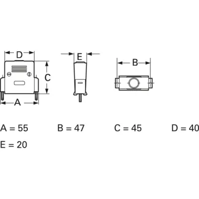 D-Sub connector housing, size: 3 (DB), straight 180°, plastic, gray, AGP 25 G - 1