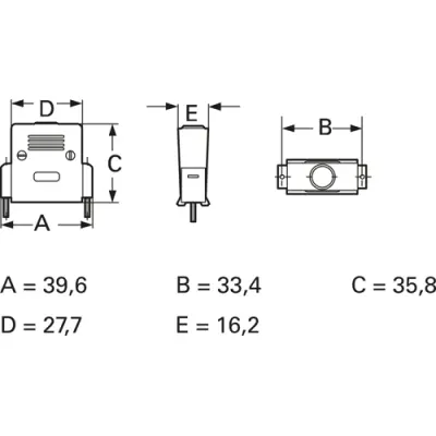 D-Sub connector housing, size: 2 (DA), straight 180°, plastic, shielded, silver, AGP 15 G-ME - 1