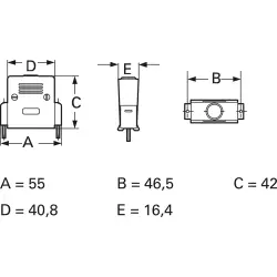 D-Sub connector housing, size: 3 (DB), straight 180°, plastic, shielded, silver, AGP 25 G-ME