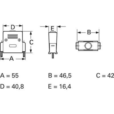 D-Sub connector housing, size: 3 (DB), straight 180°, plastic, shielded, silver, AGP 25 G-ME - 1