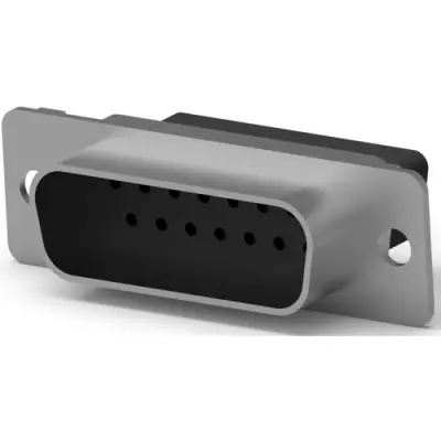 D-Sub plug, 15 pole, standard, unequipped, straight, crimp connection, 205206-3 - 1