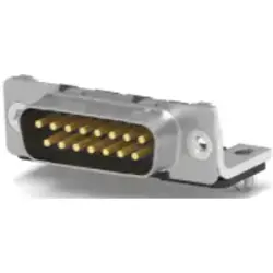 D-Sub plug, 15 pole, standard, equipped, angled, solder pin, 1-338169-2