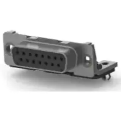 D-Sub socket, 15 pole, standard, equipped, angled, solder pin, 1-106506-2