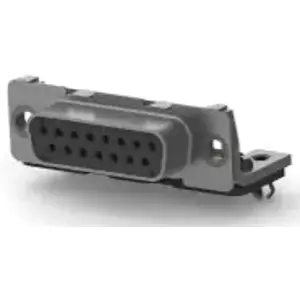 D-Sub socket, 15 pole, standard, equipped, angled, solder pin, 1-106506-2 - 1