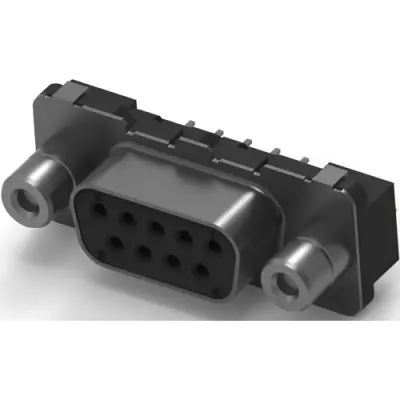 D-Sub socket, 9 pole, standard, equipped, straight, solder pin, 3-338313-2 - 1