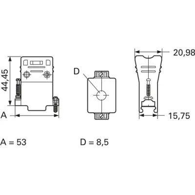 D-Sub connector housing, size: 3 (DB), straight 180°, angled 90°, cable Ø 8.5 mm, plastic, gray, 5206472-1 - 1