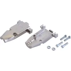 D-Sub connector housing, size: 1 (DE), straight 180°, cable Ø 6.35 mm, zinc die casting, silver, 5745171-1