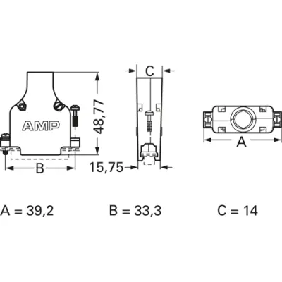 D-Sub connector housing, size: 2 (DA), straight 180°, cable Ø 5.72 mm, zinc die casting, silver, 5745172-3 - 1