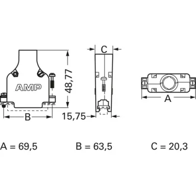 D-Sub connector housing, size: 4 (DC), straight 180°, cable Ø 10.8 mm, zinc die casting, silver, 5745174-4 - 1