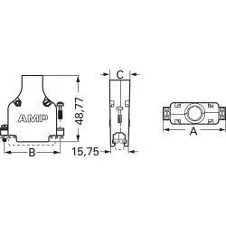 D-Sub connector housing, size: 5 (DD), straight 180°, cable Ø 11.43 mm, zinc die casting, silver, 5745175-5