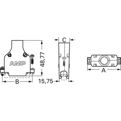 D-Sub connector housing, size: 5 (DD), straight 180°, cable Ø 11.43 mm, zinc die casting, silver, 5745175-5 - 1