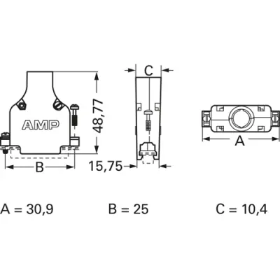 D-Sub connector housing, size: 1 (DE), straight 180°, cable Ø 4.7 to 8.13 mm, zinc die casting, silver, 5748676-1 - 1