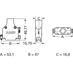 D-Sub connector housing, size: 3 (DB), straight 180°, cable Ø 6.48 to 11.94 mm, zinc die casting, silver, 5748676-3